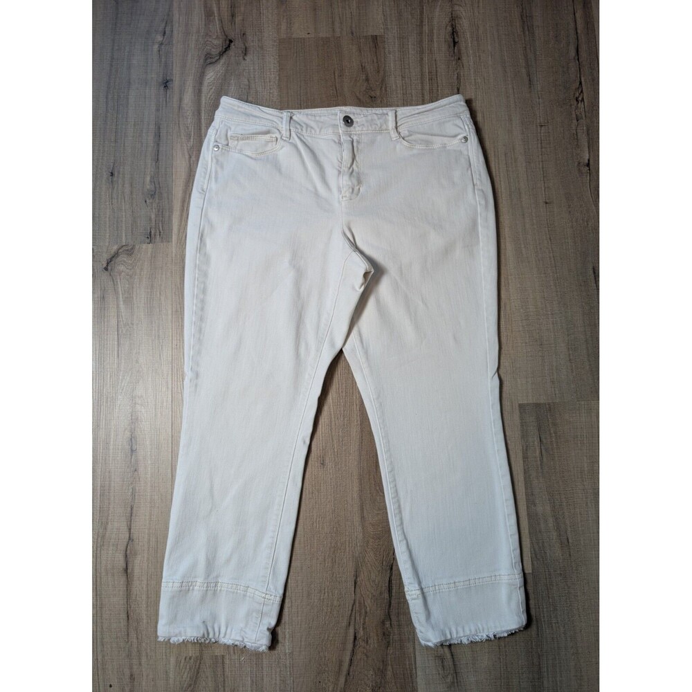 J. Jill Denim Authentic Fit Cropped Size 10 White Jeans Ivory Mid Rise Stretch
